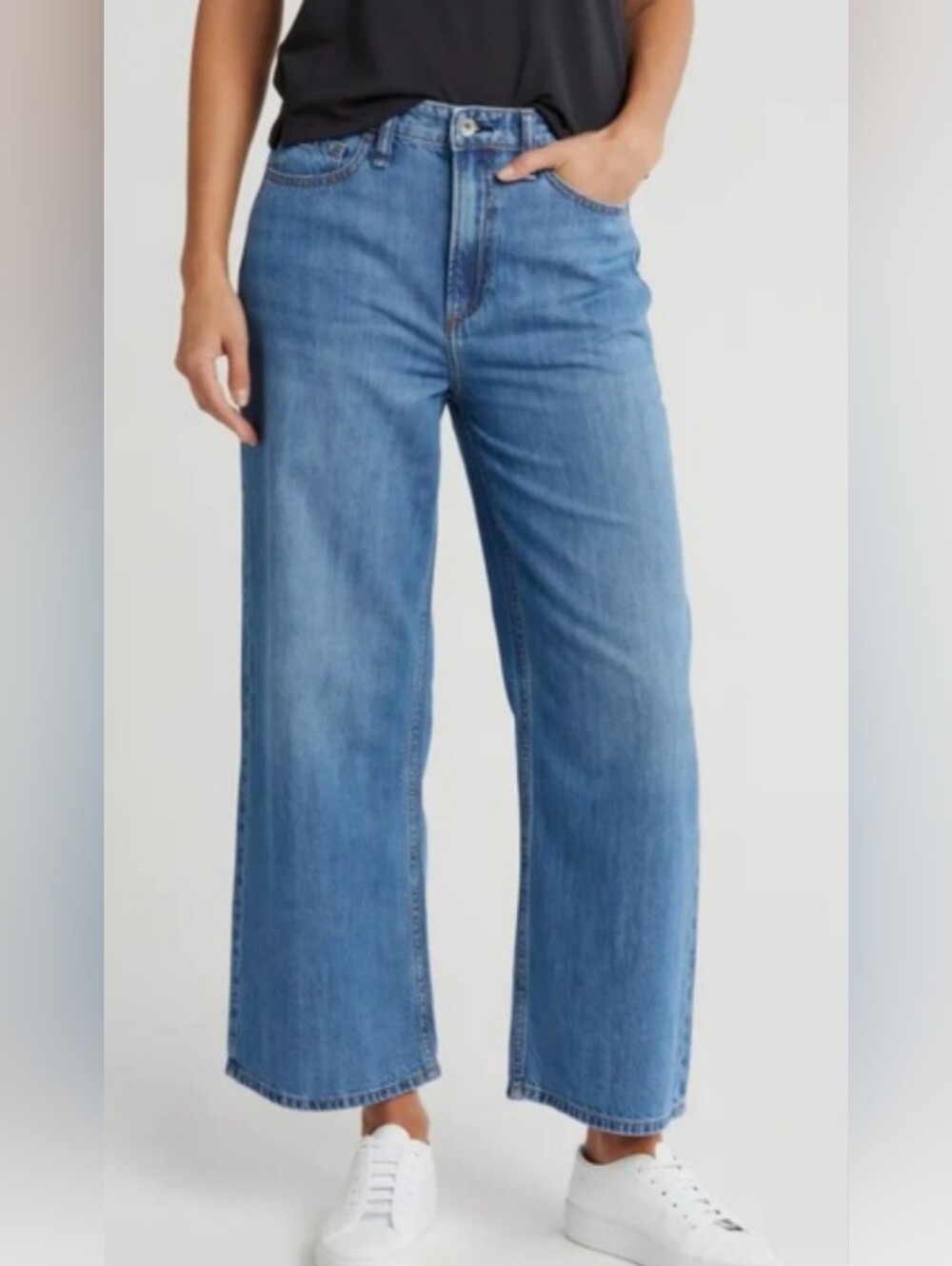 rag & bone Lori Mid-Rise Crop Wide-Leg Jeans Medium Wash Size 32